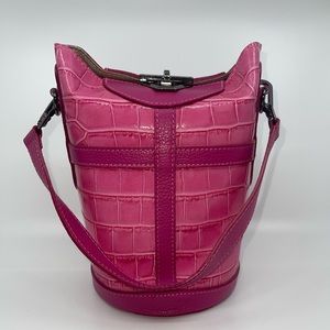 Coming soon Barbie pink croc embossed bucket crossbody bag